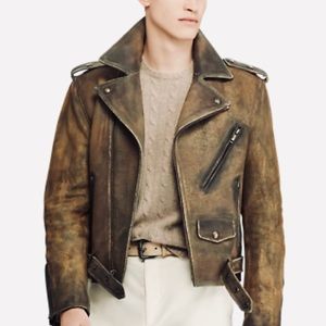 Ralph Lauren-😈😈-Purple Label Leather Motorcycle Jacket Italy 🇮🇹